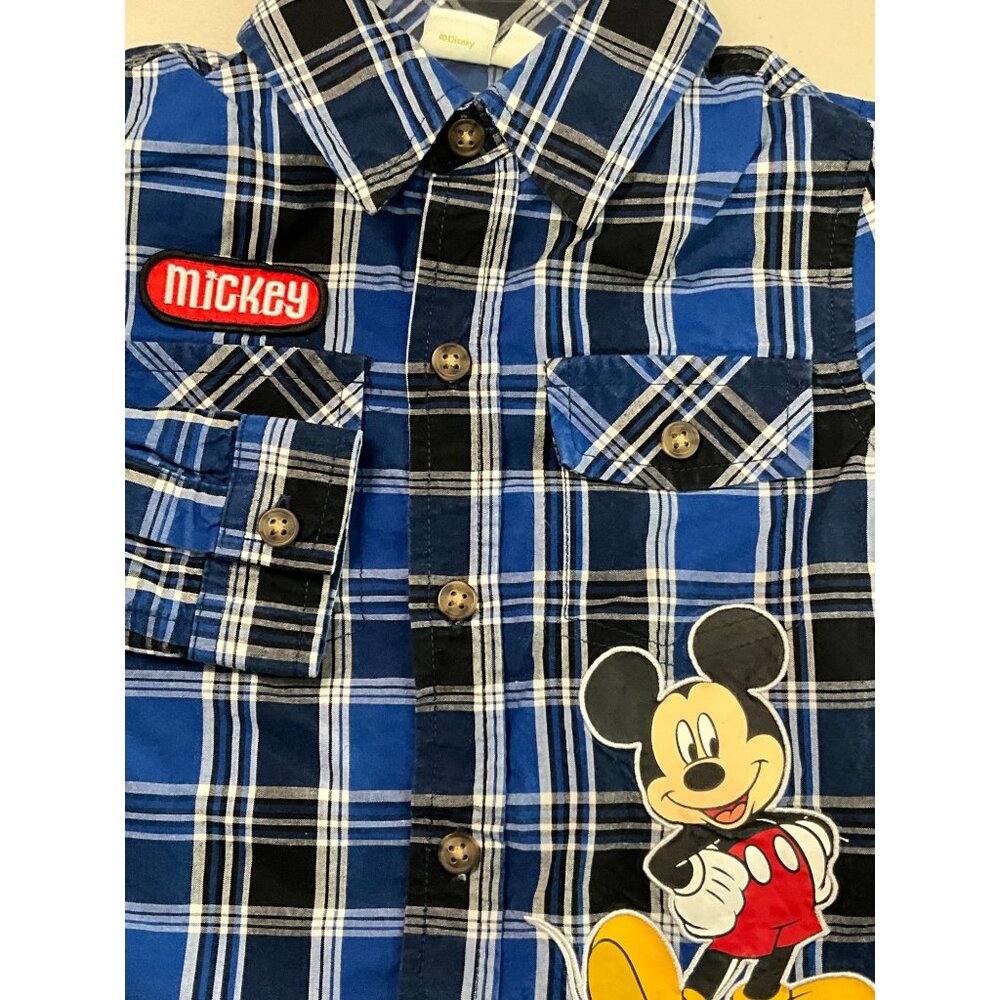 Disney Baby‎ Mickey Mouse Plaid Button-Up Shirt 24M Cotton